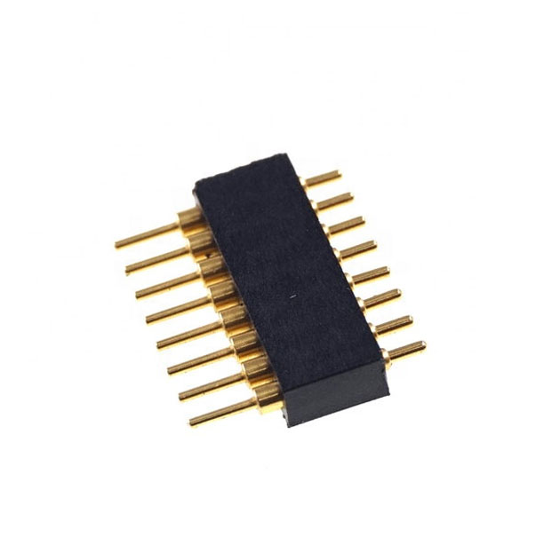 Male Header Gold Plated Brass 8 Pin Single Row Through Hole PCB Mount Grid 1.27mm Pitch Spring Loaded Pogo Pin Connector